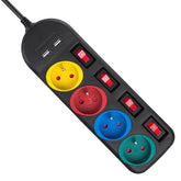 4-socket plugboard with power switch MacLean MCE229B (1,5 m)